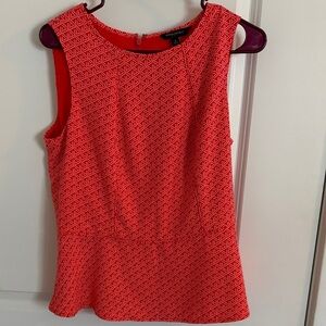 Banana Republic Red Geometric Sleeveless Peplum Top | Size 8